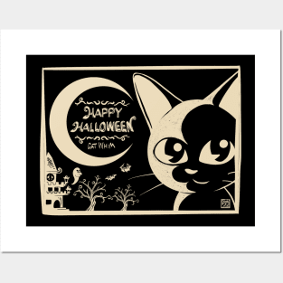 Halloween moon Posters and Art